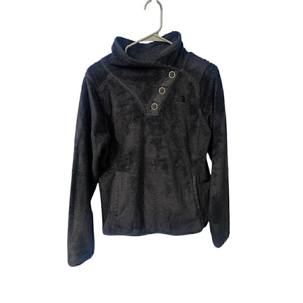 The North Face Womens FUZZY Fleece Pullover With Button Detailing, NAVY BLUE, SM